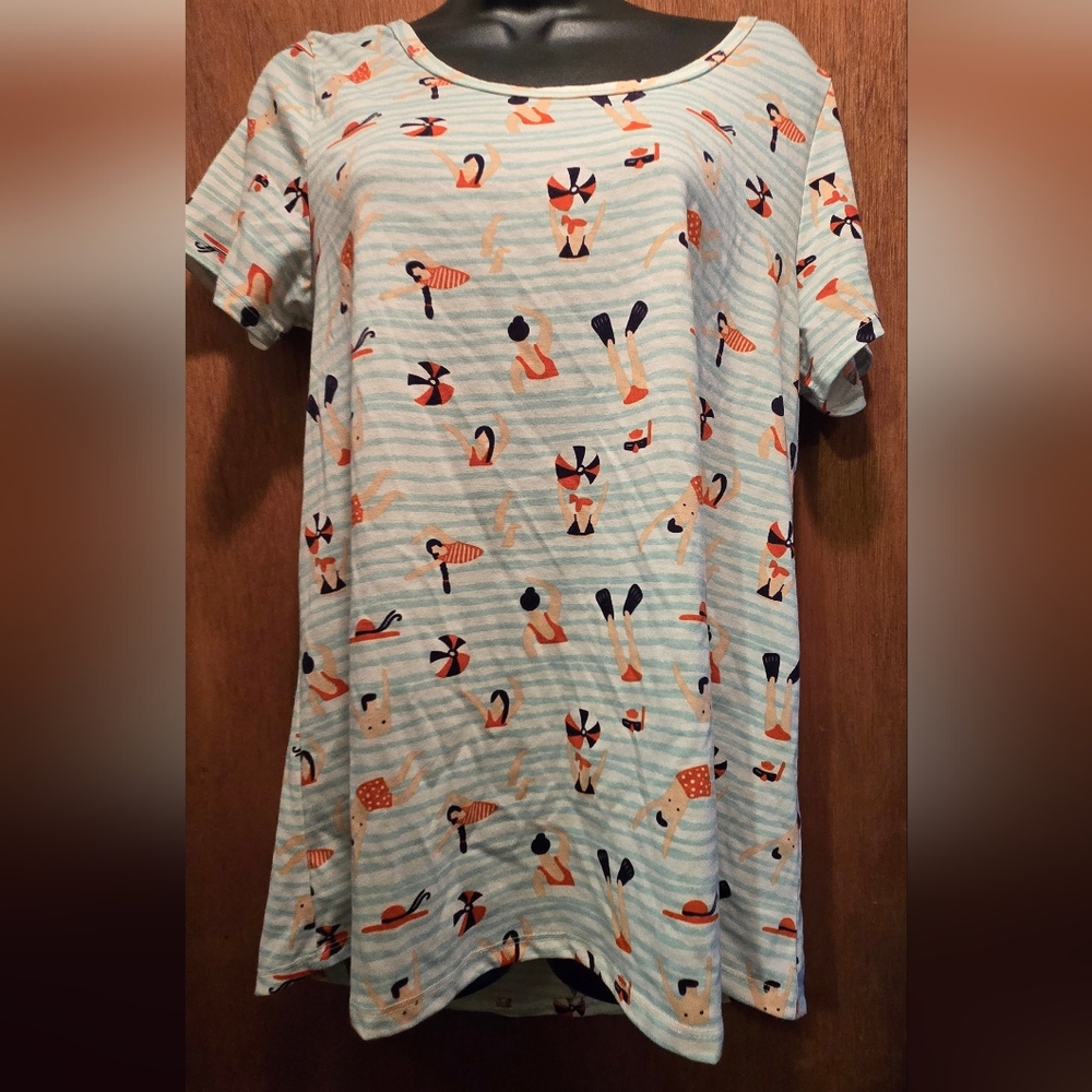 LuLaRoe Adorable Swim Theme Cute T-Shirt SzM NWT - Picture 3 of 8